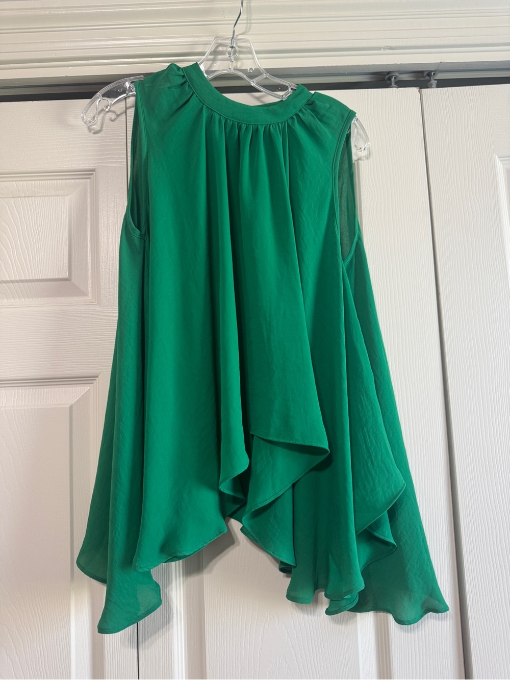 Sleeveless Green Draped Blouse